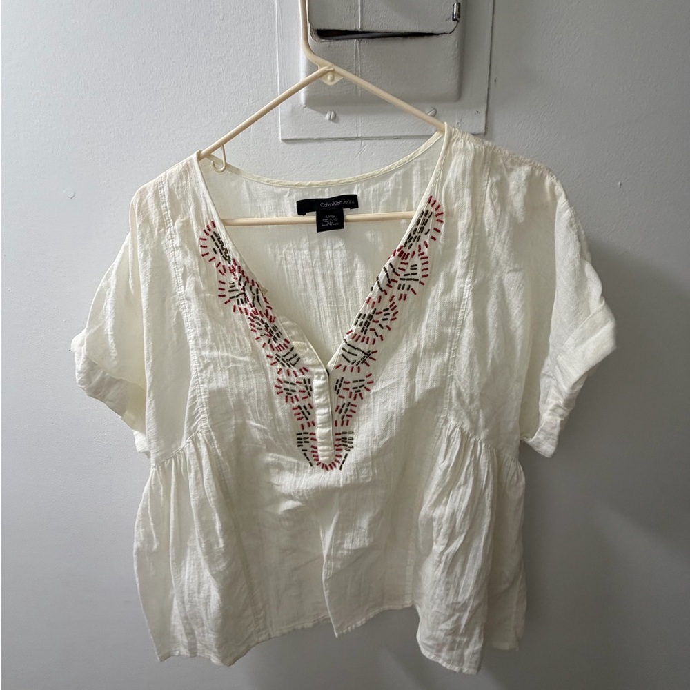 Calvin Klein Jeans Embroidered Boho Blouse – Size S/P - Picture 2 of 4